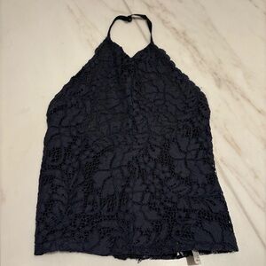 Zara Navy Lace Blackless Halter Top